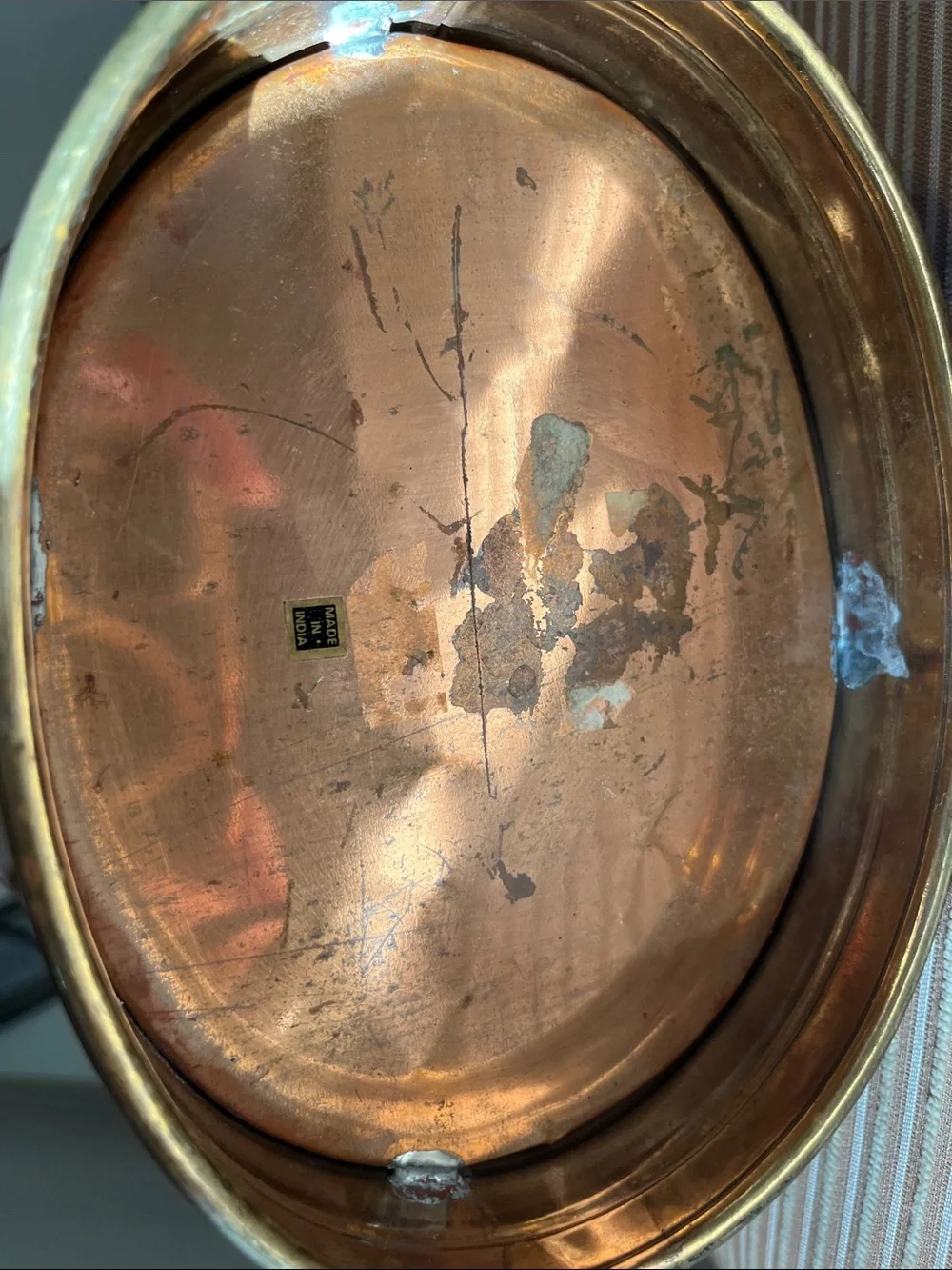 Metallic Copper Decorative Planter Bucket with Brass Accent